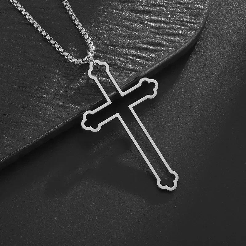 Faith Engraved Stainless Steel Cross Pendant Necklace
