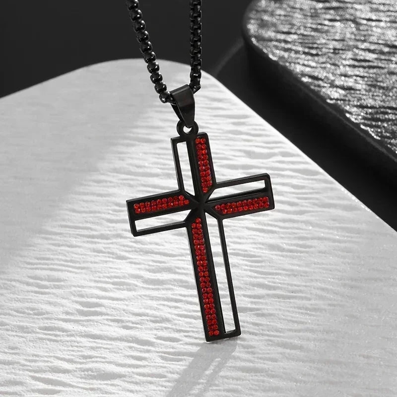 Faith Engraved Stainless Steel Cross Pendant Necklace