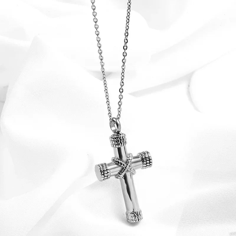 Faith Engraved Stainless Steel Cross Pendant Necklace