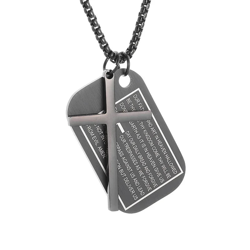 Faith Engraved Stainless Steel Cross Pendant Necklace