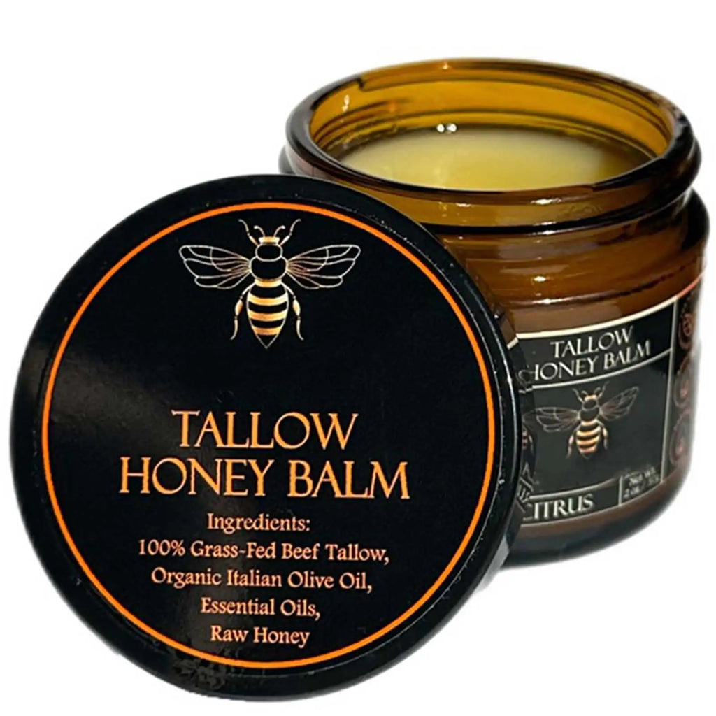 Grass-Fed Tallow & Raw Honey Balm – All-Natural Moisturizing Cream