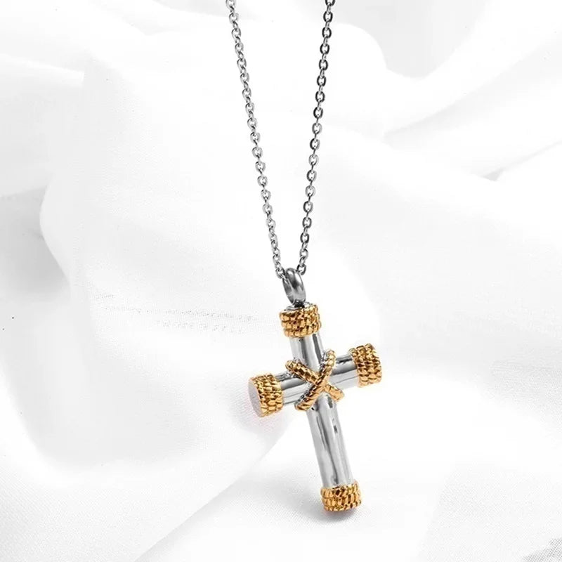 Faith Engraved Stainless Steel Cross Pendant Necklace