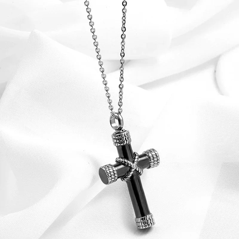 Faith Engraved Stainless Steel Cross Pendant Necklace