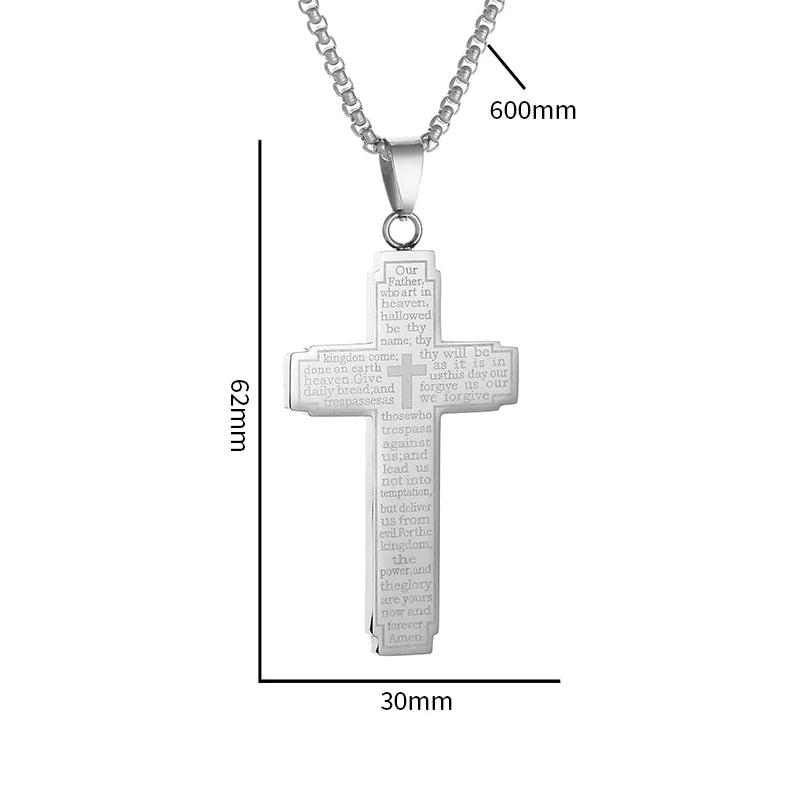 Faith Engraved Stainless Steel Cross Pendant Necklace