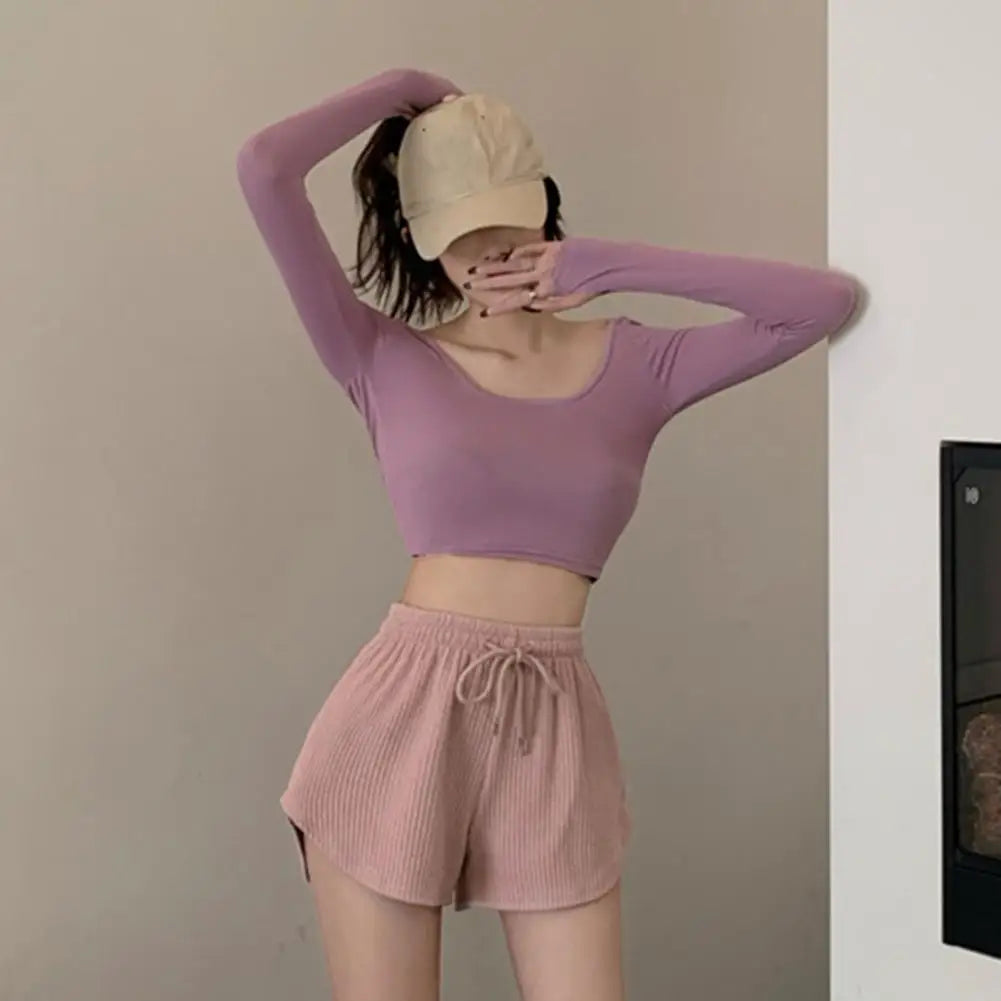 FlexLuxe™ High-Waist Lace-Up Sweat Shorts